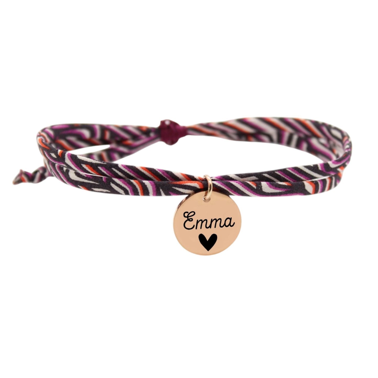 Bracelet liberty personnalisé cordon Torsten violet noir orange - Nemeti Bijoux