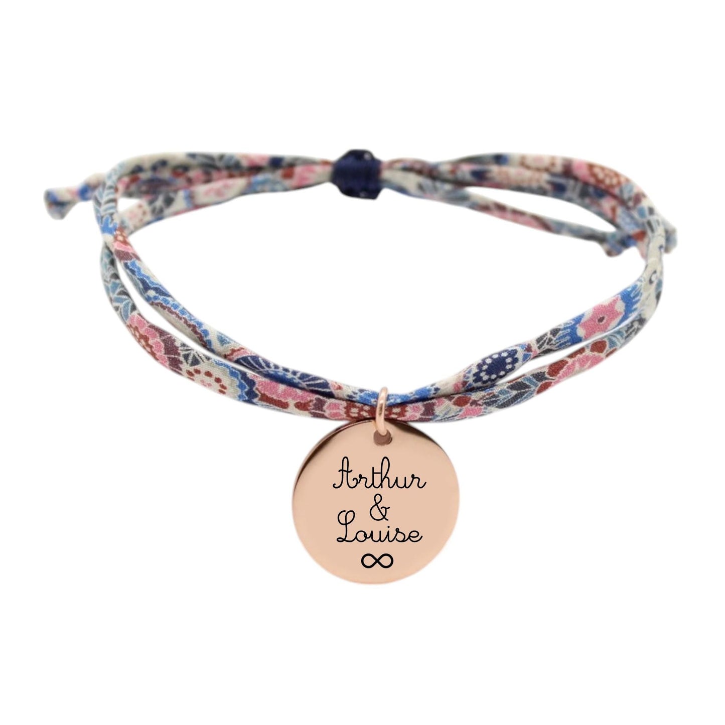 Bracelet liberty personnalisé cordon Sun Gleam bleu - Nemeti Bijoux