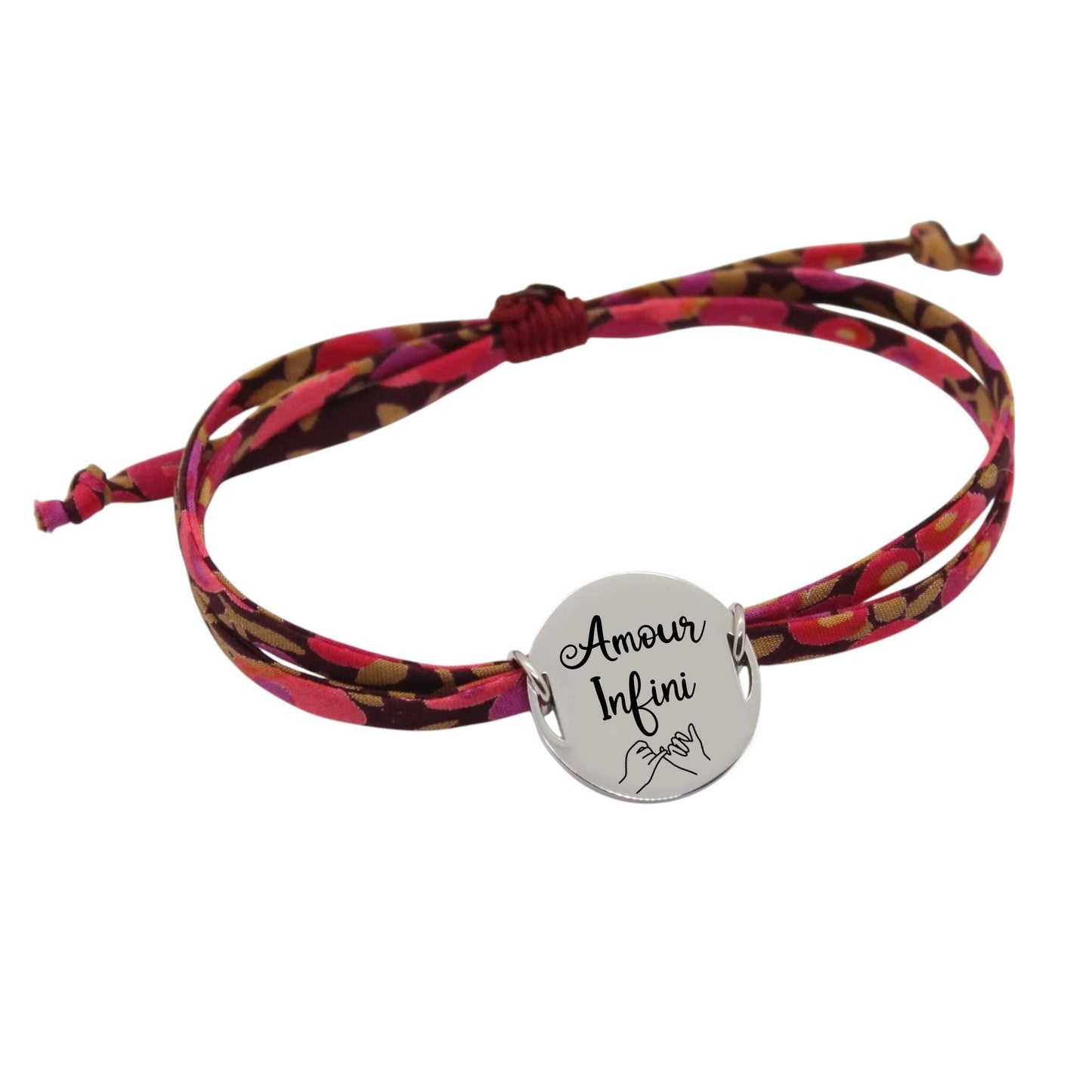 Bracelet liberty personnalisé cordon wiltshire prune - Nemeti Bijoux