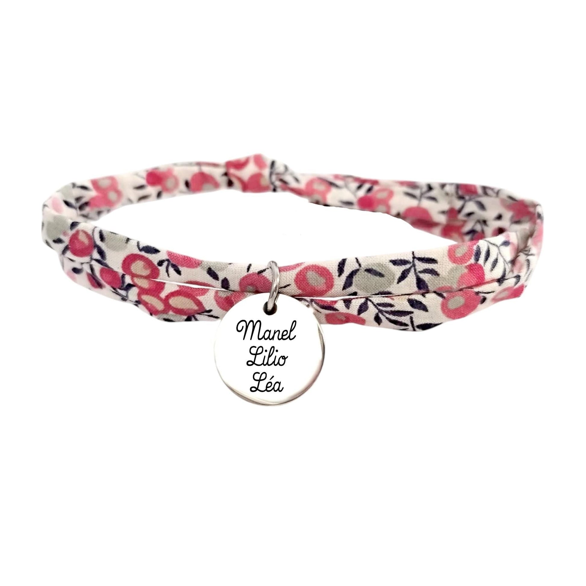 Bracelet liberty personnalisé cordon Wiltshire bud bougainvillée - Nemeti Bijoux