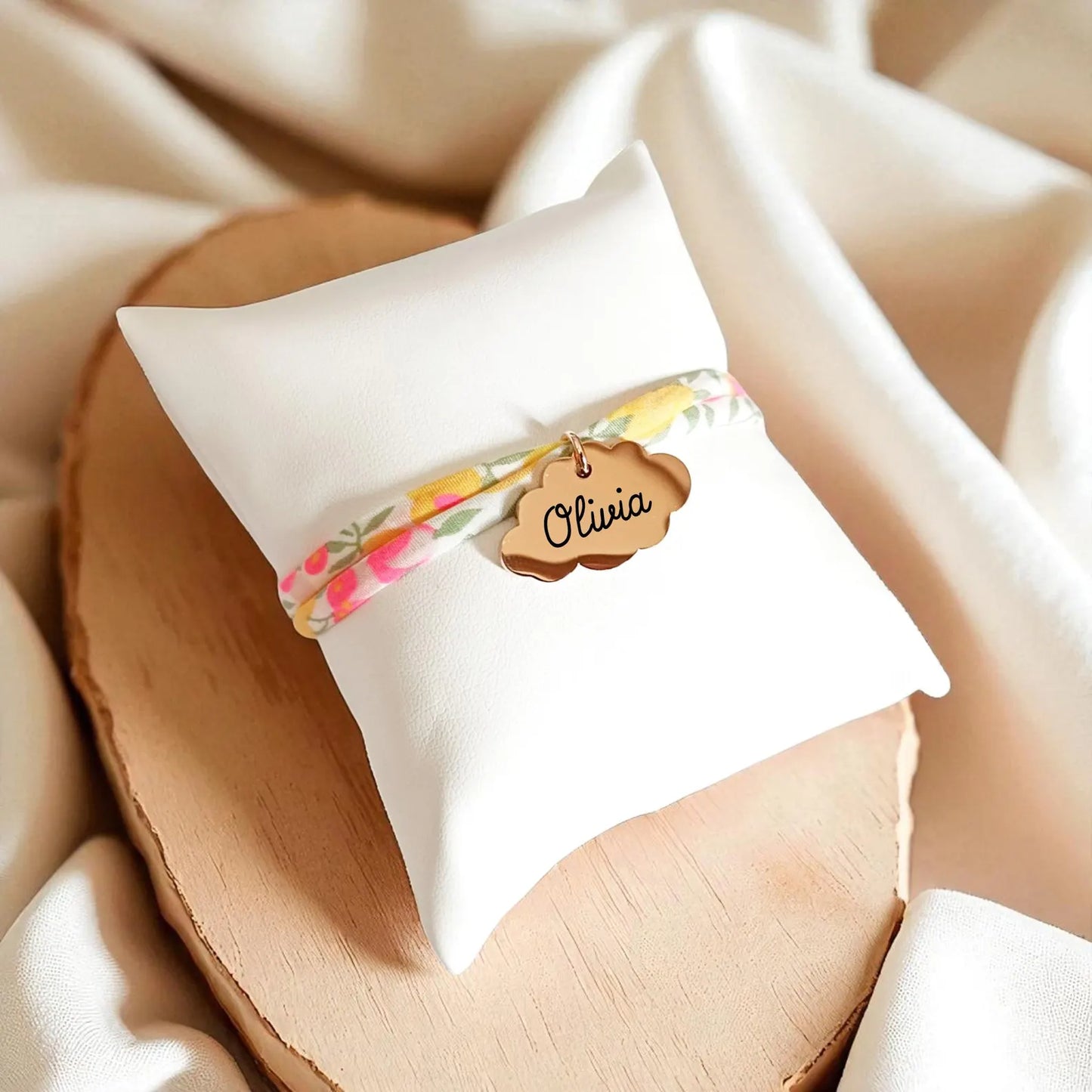 Bracelet liberty personnalisé cordon Wiltshire Lemon Curd - Nemeti Bijoux