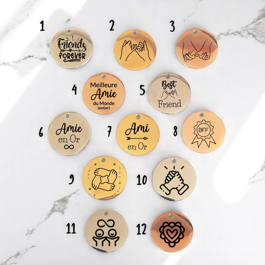 Médaille gravée Amitié – Cadeau meilleure amie - Nemeti Bijoux