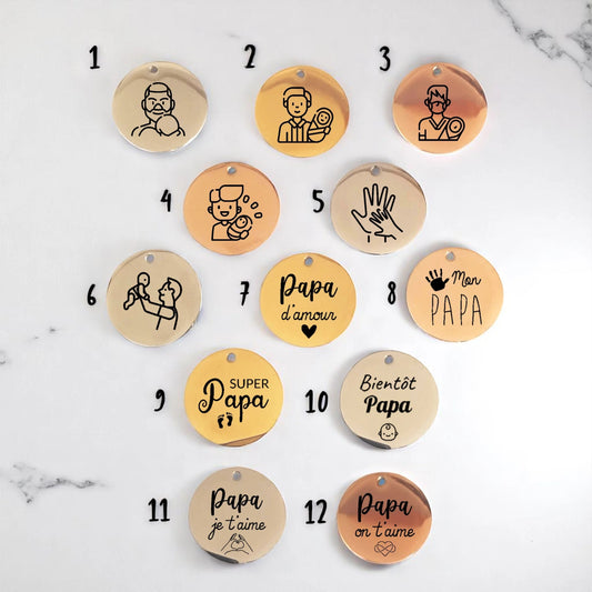 Médaille gravée Papa - Pendentif Père - Fête des pères - Nemeti Bijoux