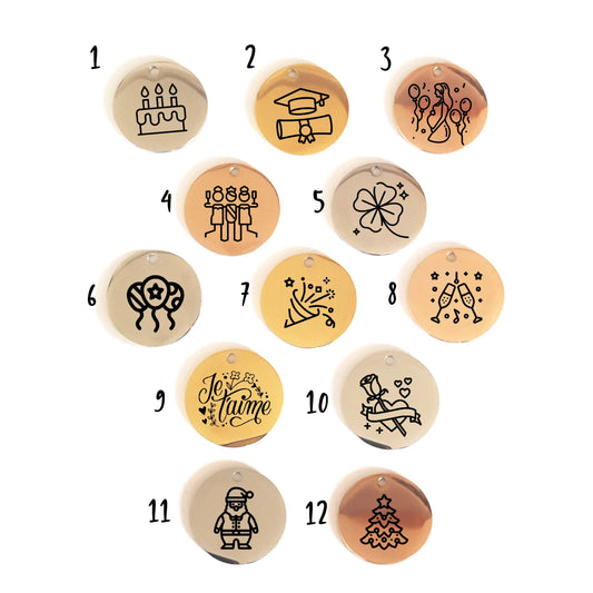 Médaille Gravée - Pendentif Fêtes et Célébrations - Nemeti Bijoux