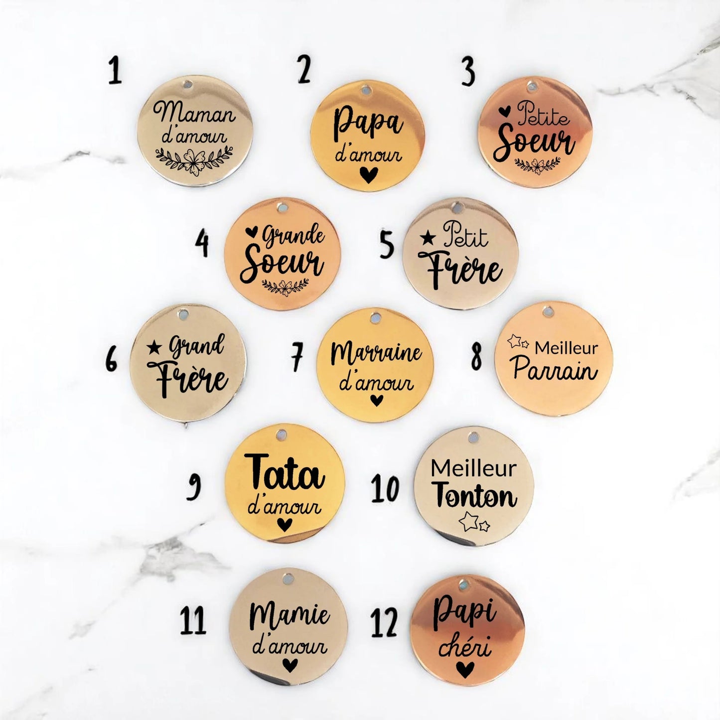 Médaille Gravée Personnalisée – Membres de la Famille - Nemeti Bijoux