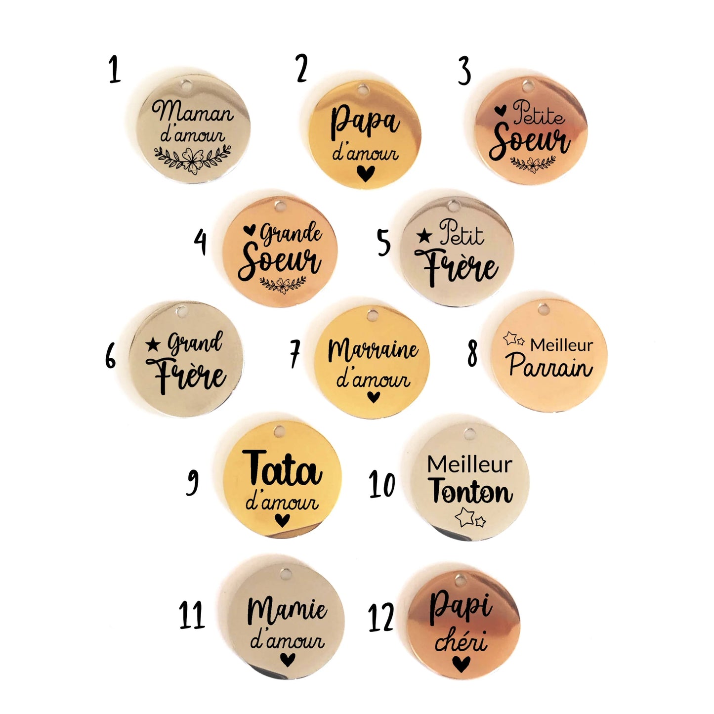 Médaille Gravée Personnalisée – Membres de la Famille - Nemeti Bijoux