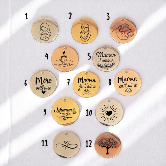 Médaille Gravée Maman – Pendentif Naissance - Fête des Mères - Nemeti Bijoux