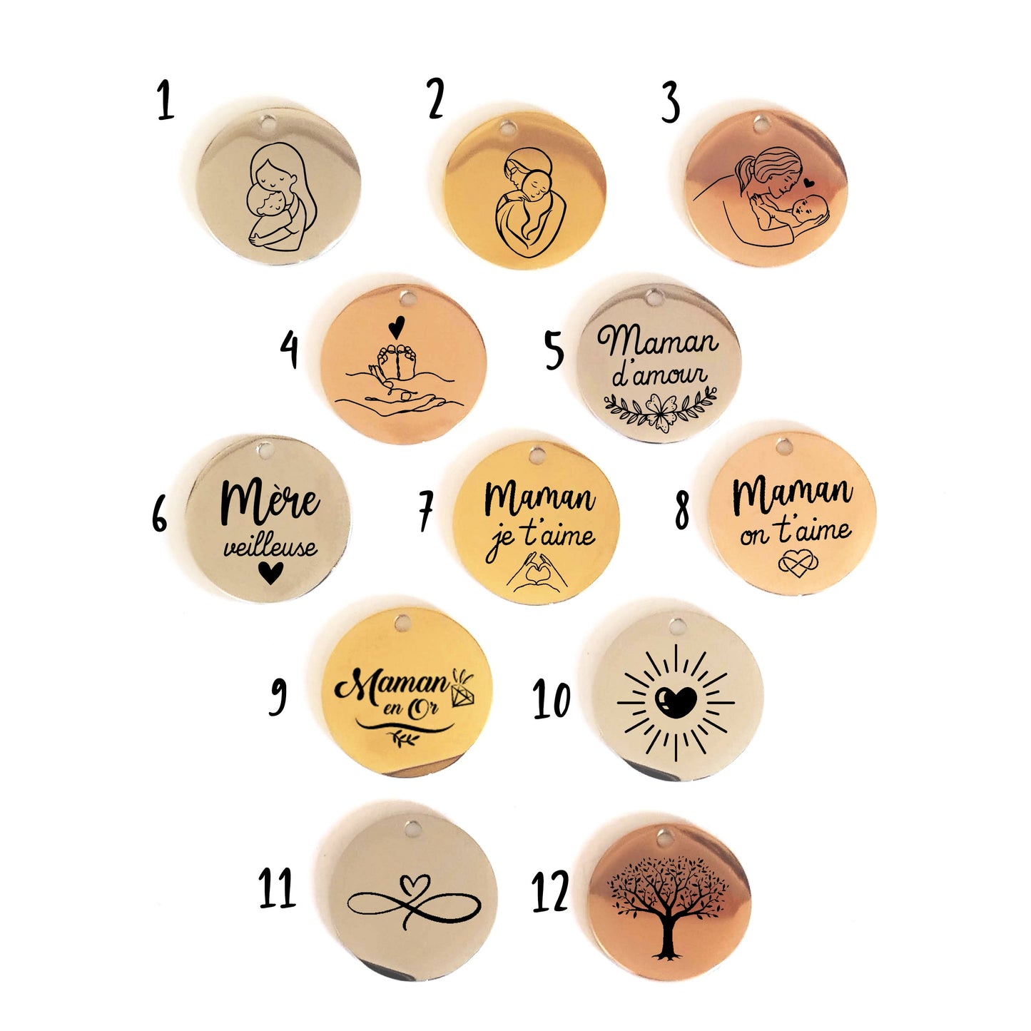 Médaille Gravée Maman – Pendentif Naissance - Fête des Mères - Nemeti Bijoux