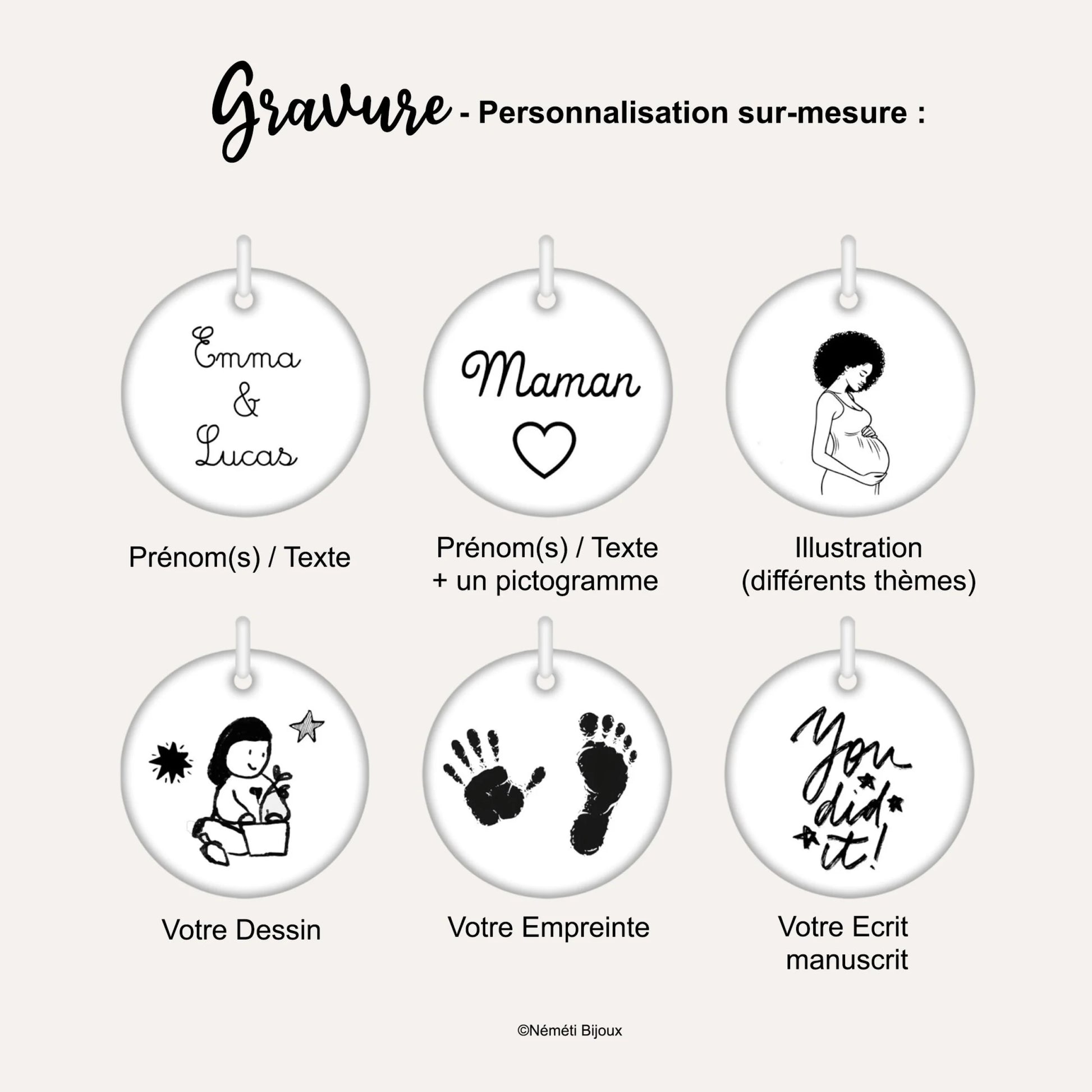 Porte-clés gravé personnalisé - Amour Cœur Coréen - Nemeti Bijoux