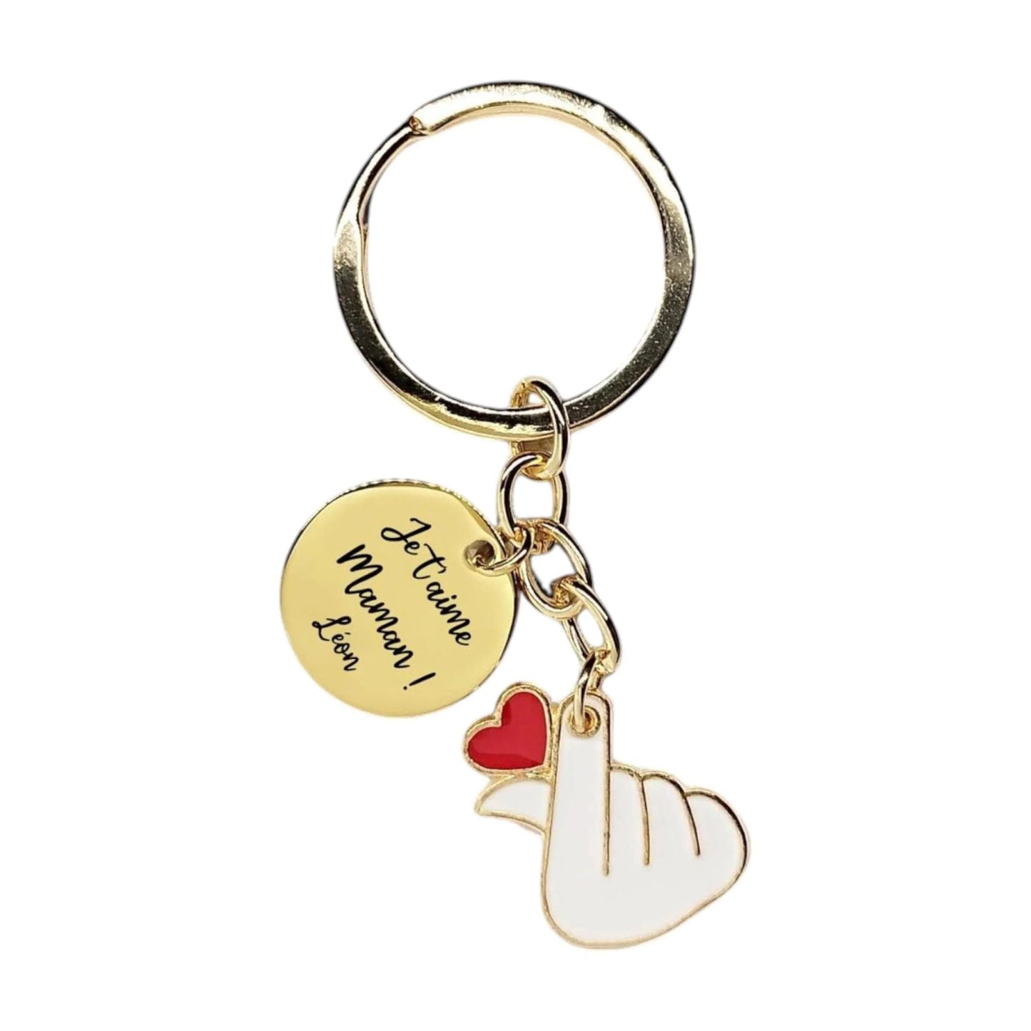 Porte-clés gravé personnalisé - Amour Cœur Coréen - Nemeti Bijoux