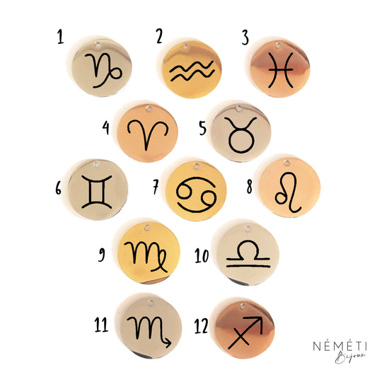Médaille Gravée Signe Astrologique – Pendentif Zodiaque - Nemeti Bijoux